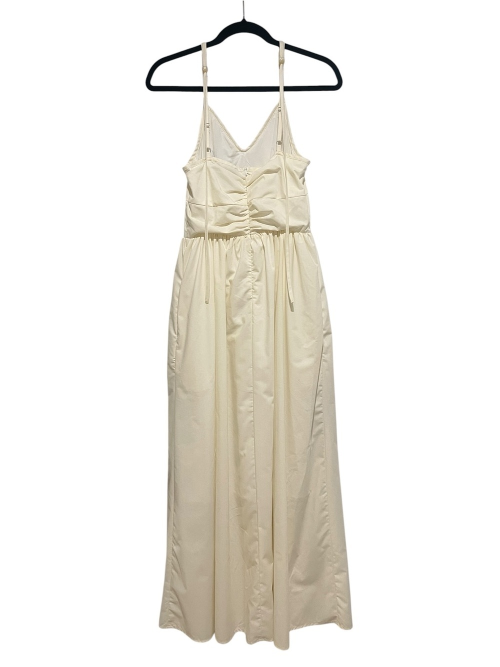 Cider Cream Spaghetti Strap w/Beaded Detail Ruching bodice Costal Maxi Dress-XS - Picture 2 of 6